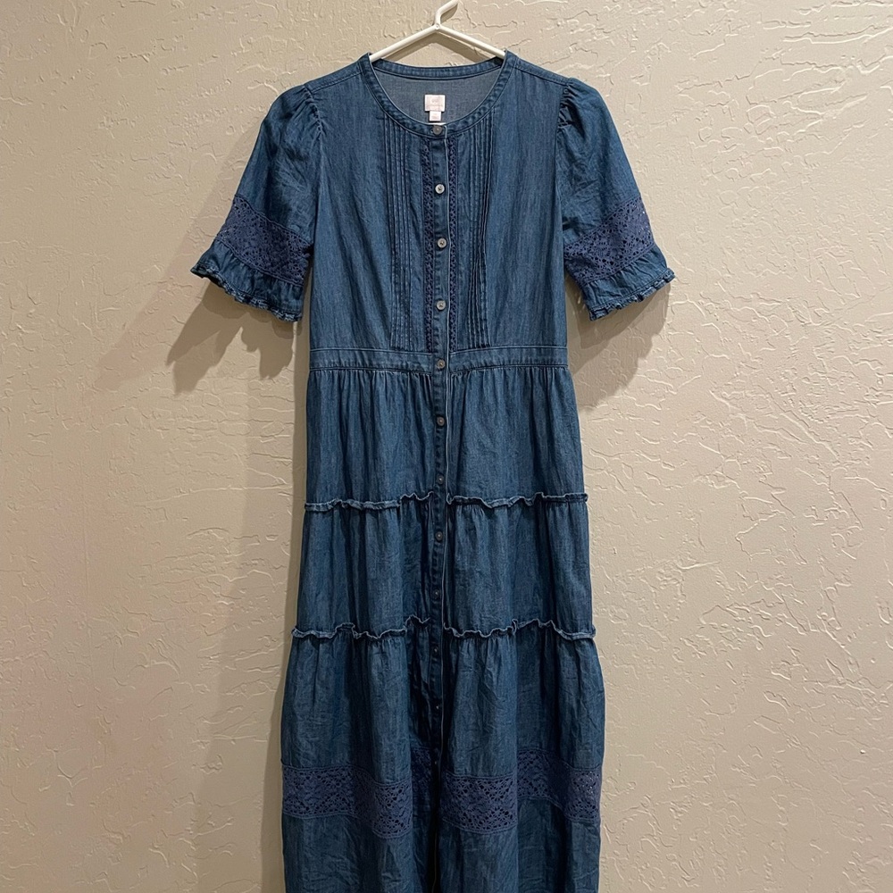 loveshack fancy x gap chambray dress size XS